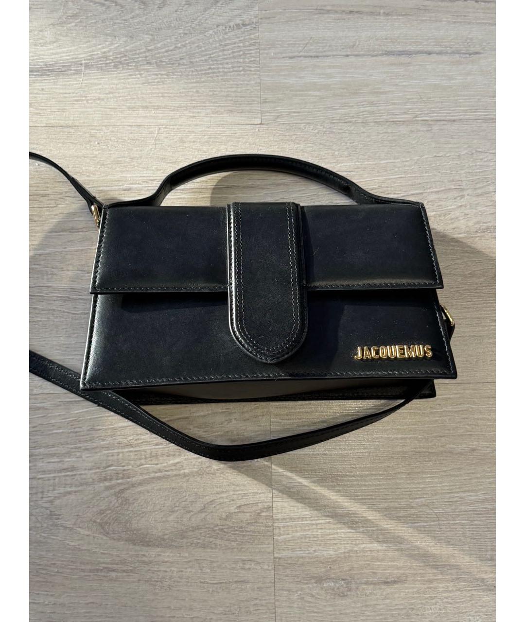 JACQUEMUS Черная кожаная сумка с короткими ручками, фото 5