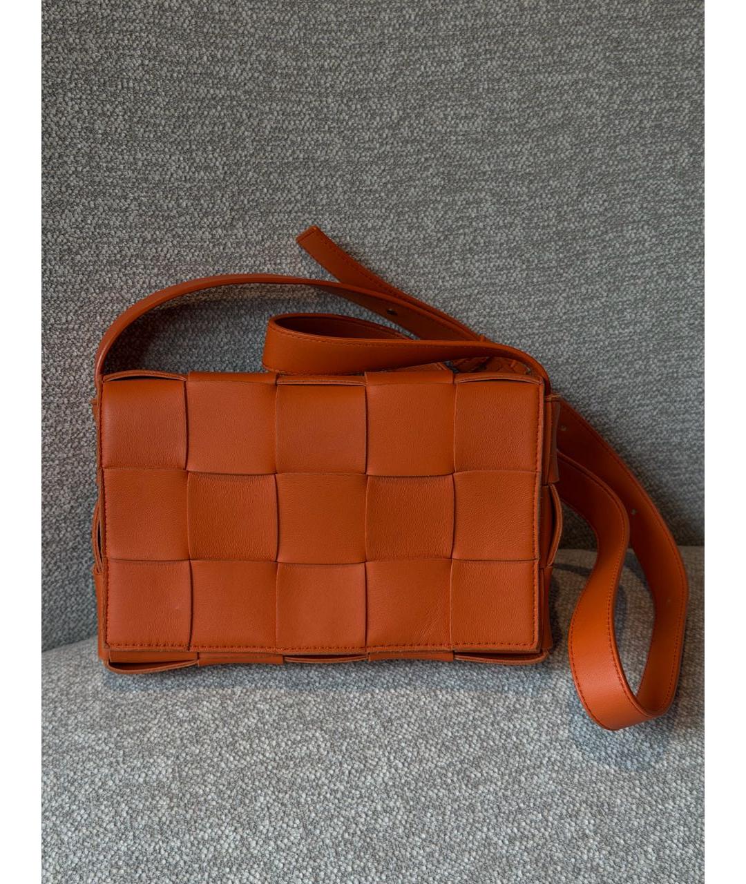 BOTTEGA VENETA Оранжевая кожаная сумка через плечо, фото 9