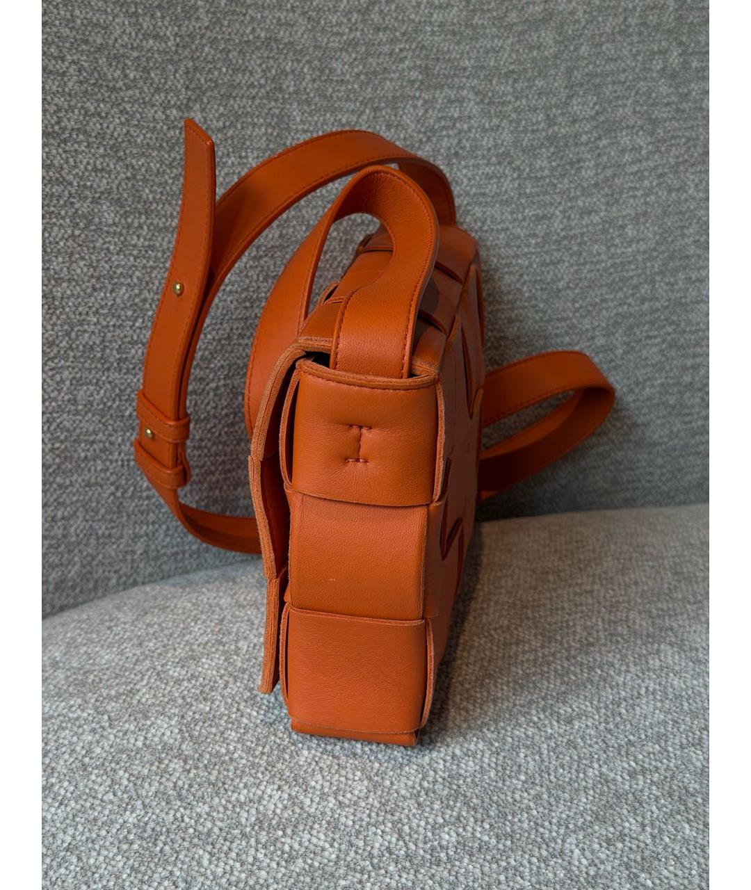 BOTTEGA VENETA Оранжевая кожаная сумка через плечо, фото 4