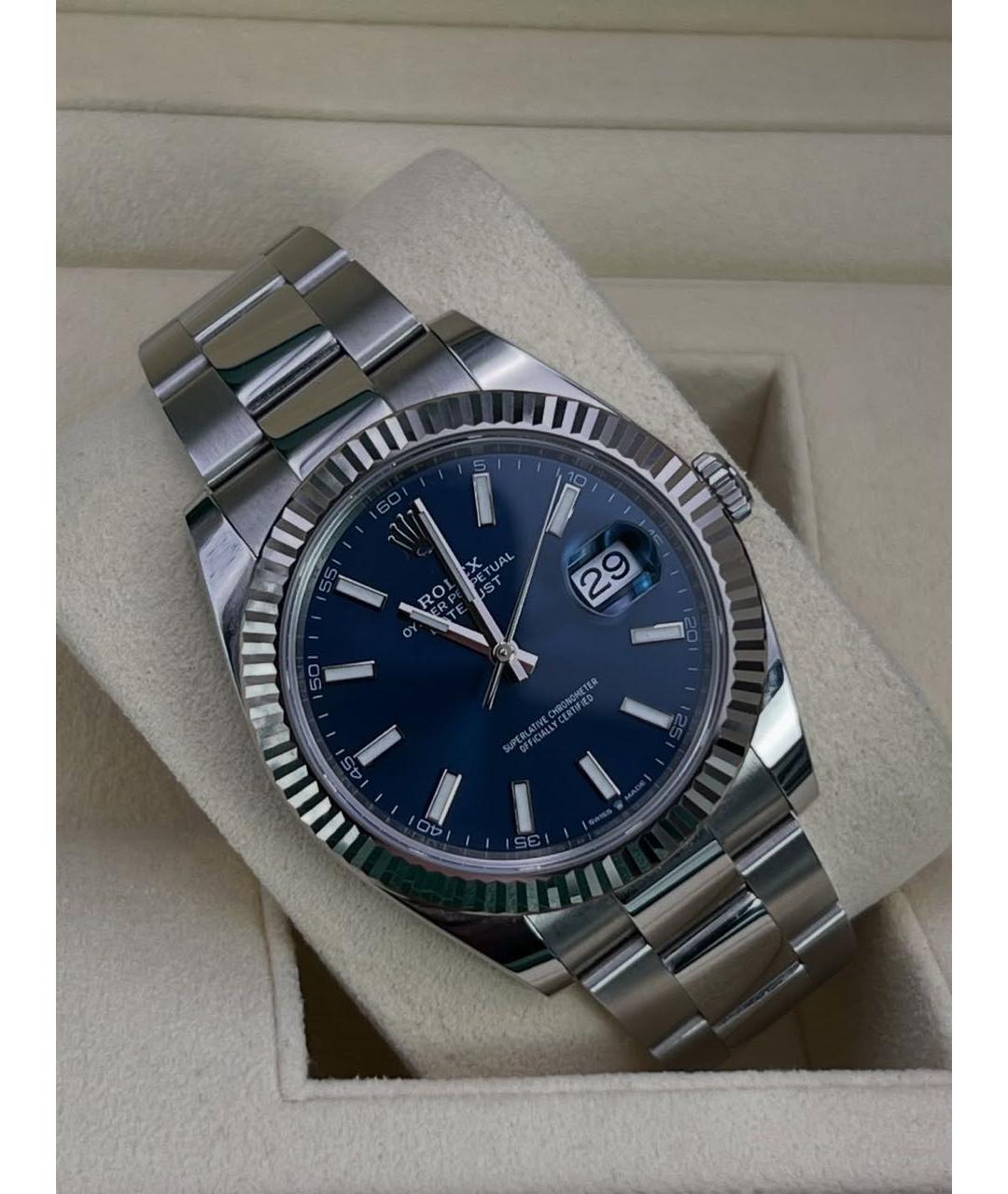 ROLEX Синие часы из белого золота, фото 2