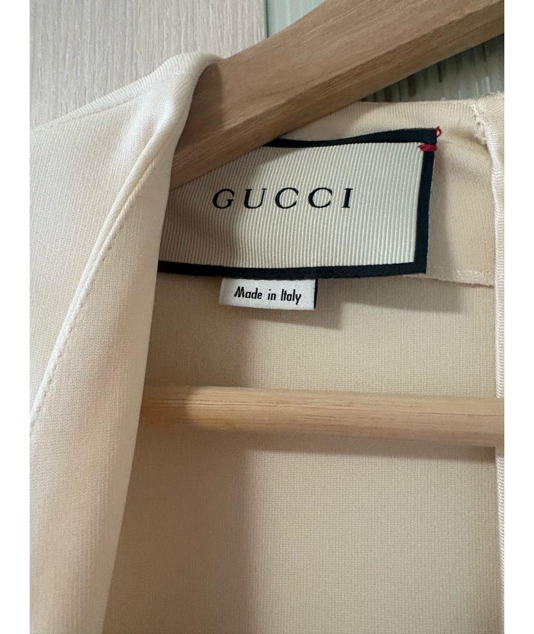 GUCCI Бежевое вискозное повседневное платье, фото 3