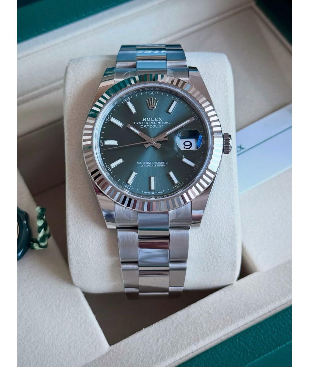 ROLEX Зеленые часы из белого золота, фото 2