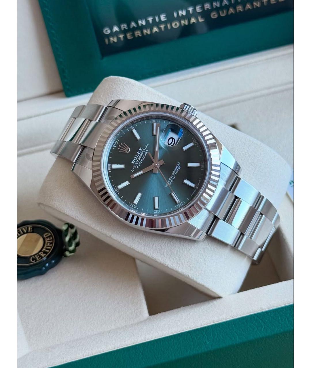 ROLEX Зеленые часы из белого золота, фото 3