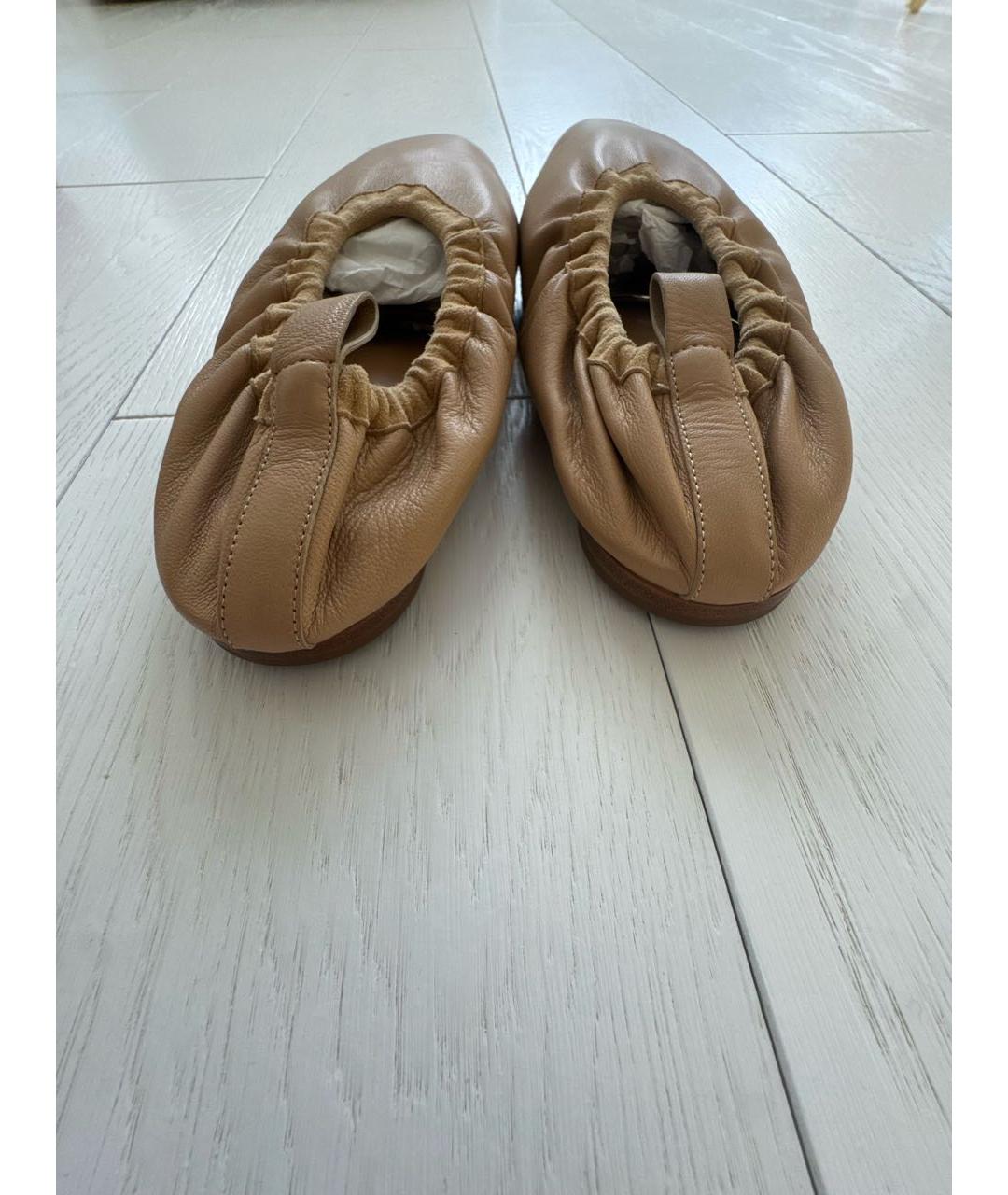 JIL SANDER Бежевые кожаные балетки, фото 4