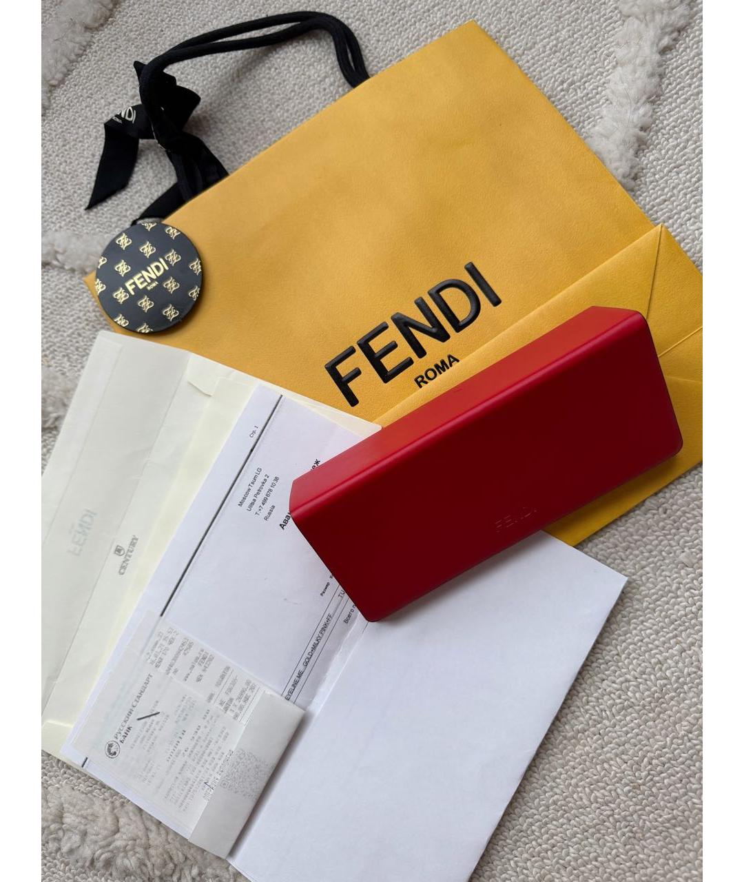 FENDI Золотые металлические солнцезащитные очки, фото 3