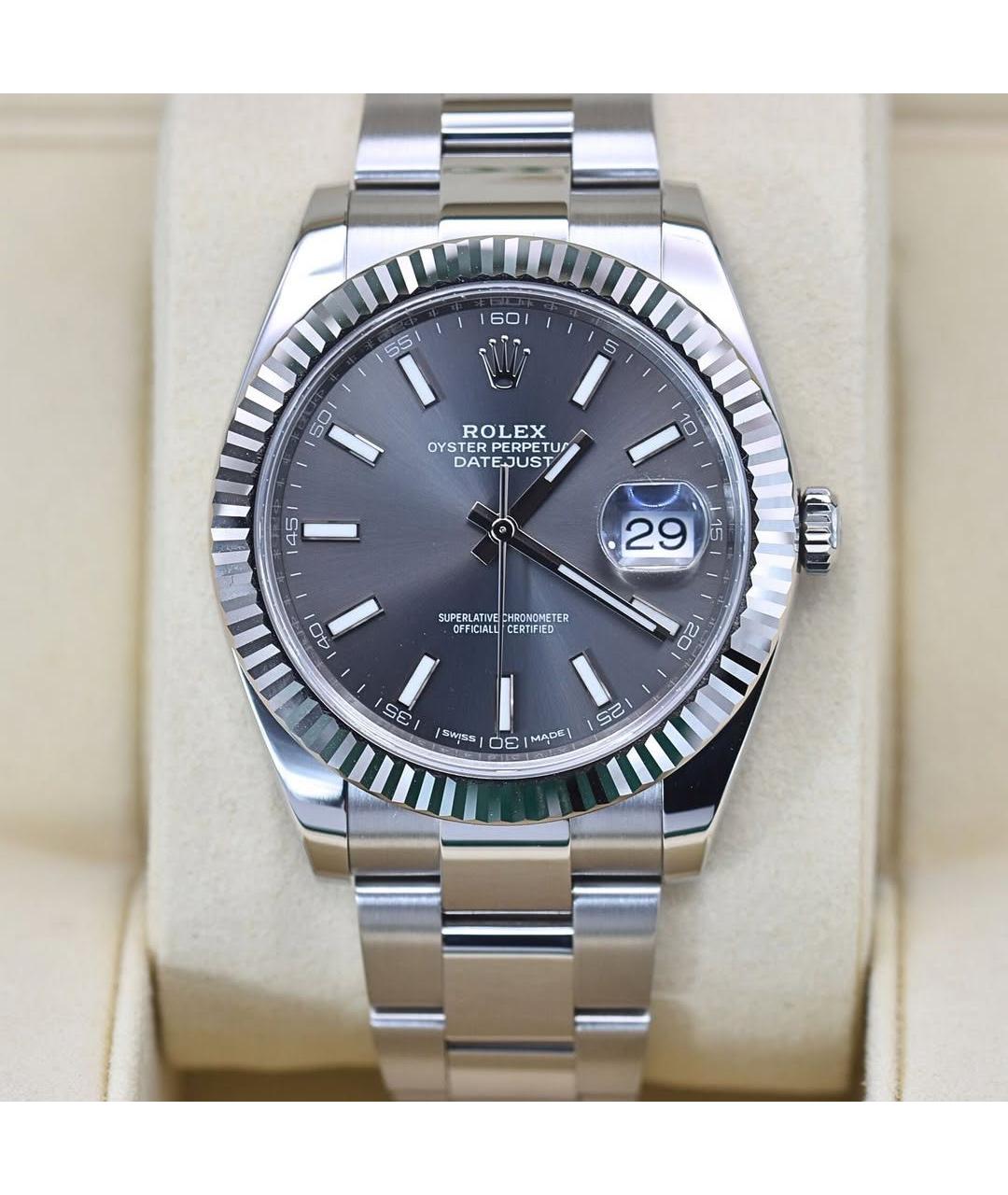 ROLEX Серые часы из белого золота, фото 2