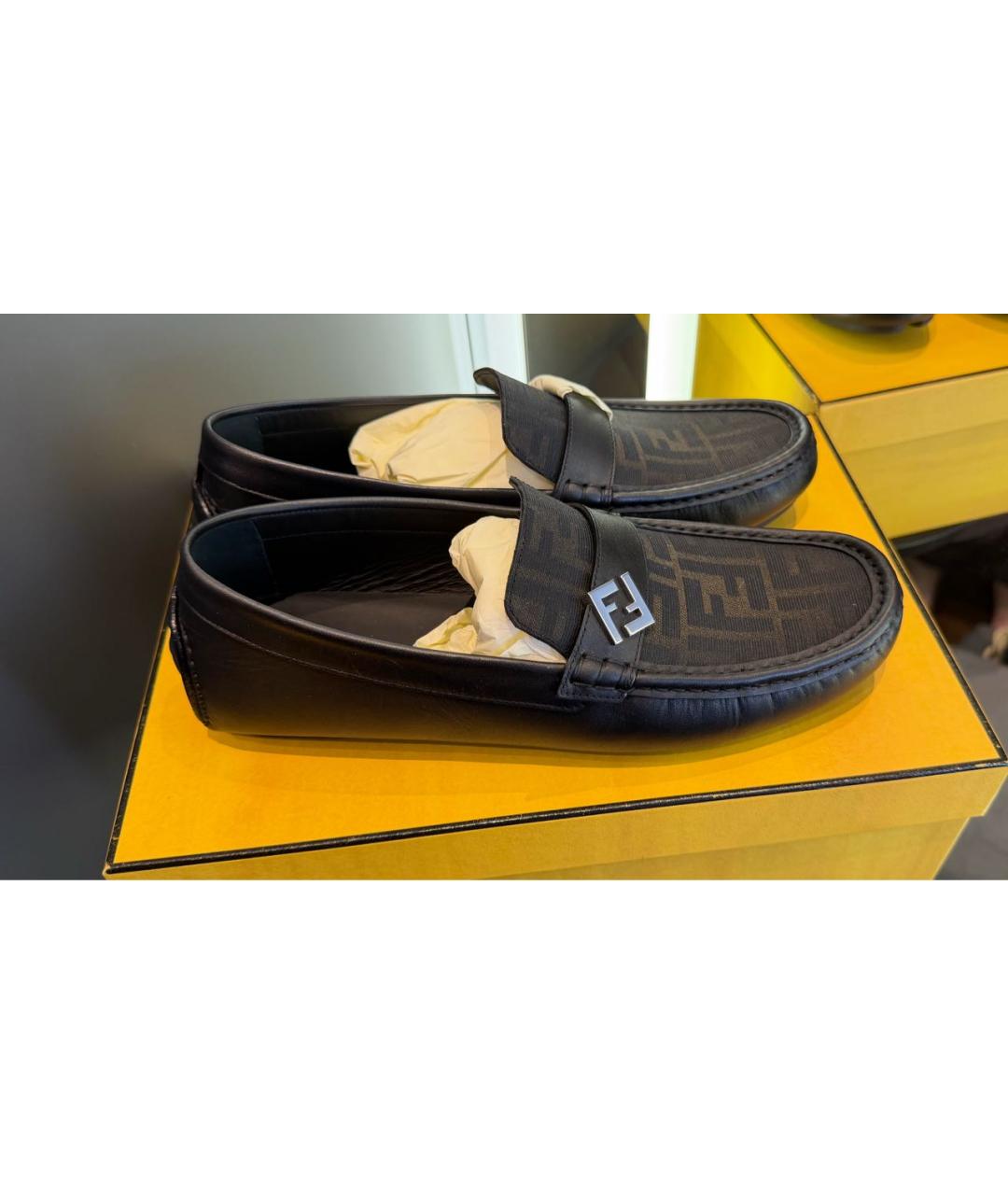 FENDI Коричневые кожаные мокасины, фото 3