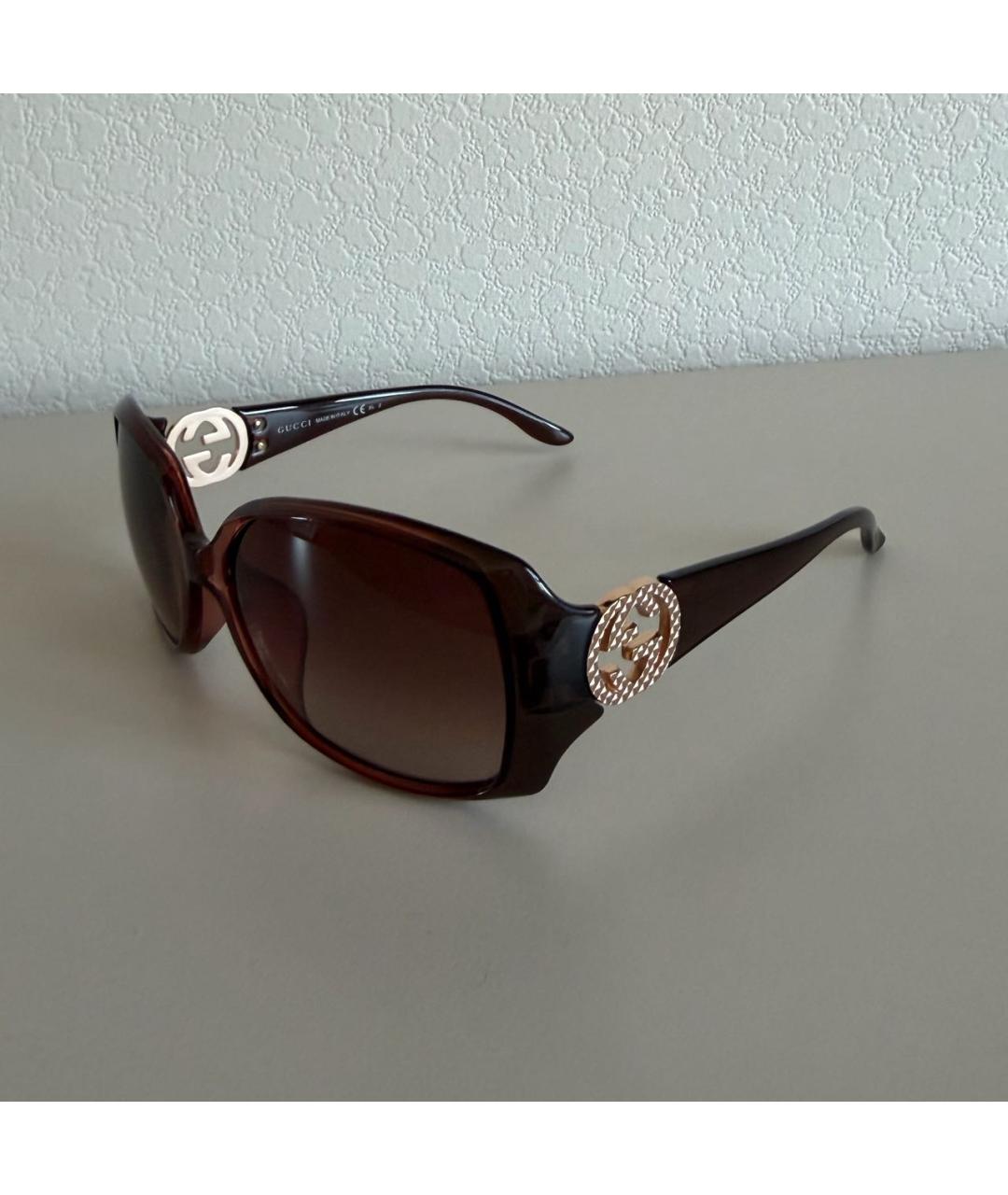 GUCCI Бордовые пластиковые солнцезащитные очки, фото 2