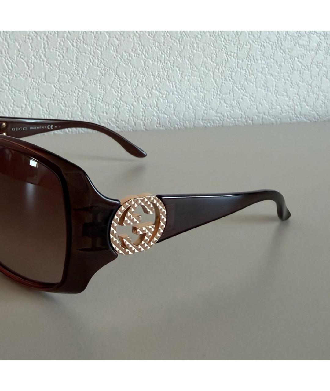 GUCCI Бордовые пластиковые солнцезащитные очки, фото 3