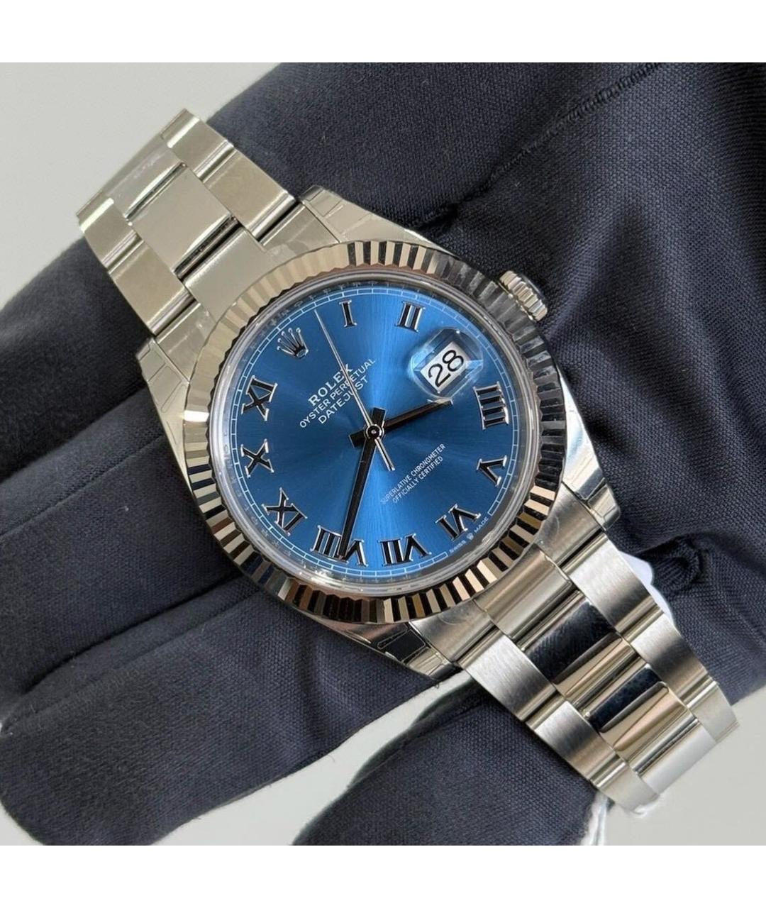 ROLEX Синие часы из белого золота, фото 2