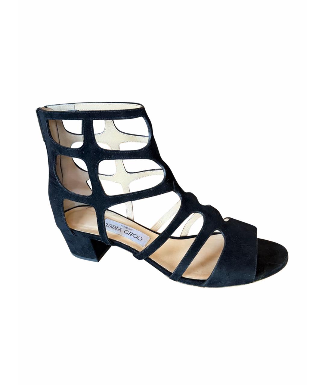 JIMMY CHOO Черные замшевые босоножки, фото 1