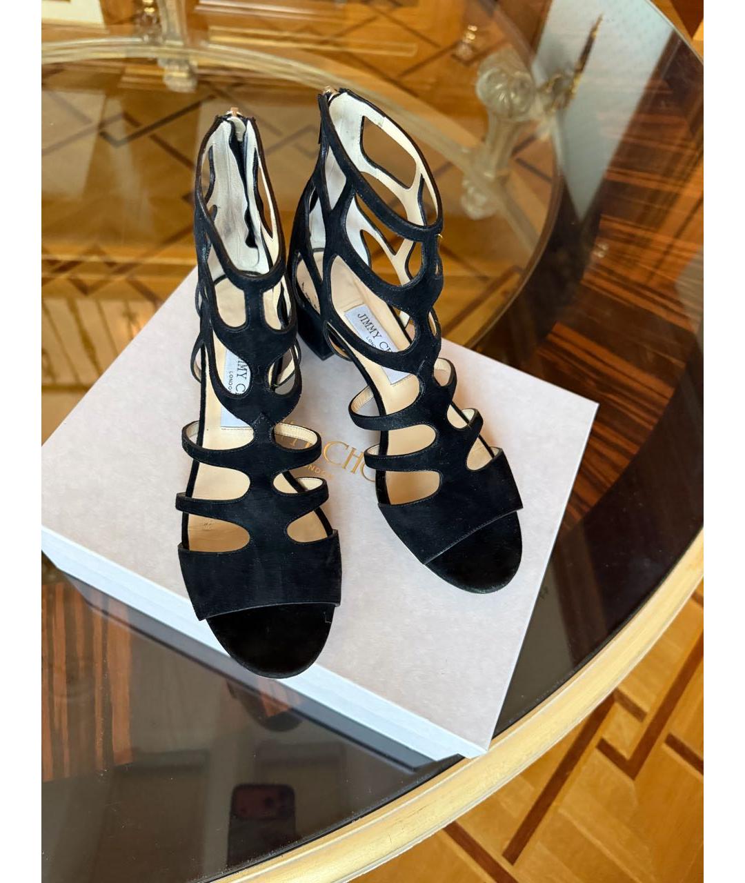 JIMMY CHOO Черные замшевые босоножки, фото 3
