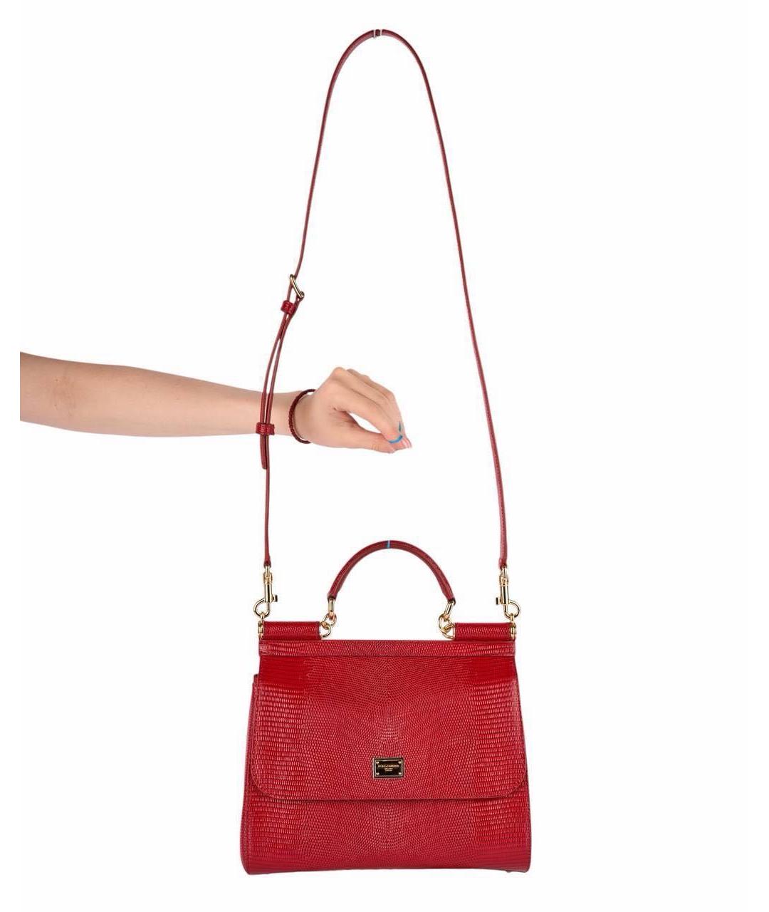 DOLCE&GABBANA Красная кожаная сумка с короткими ручками, фото 2