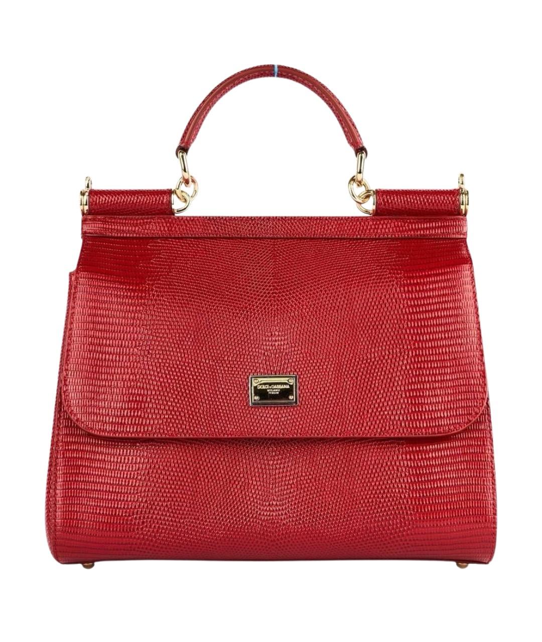 DOLCE&GABBANA Красная кожаная сумка с короткими ручками, фото 1