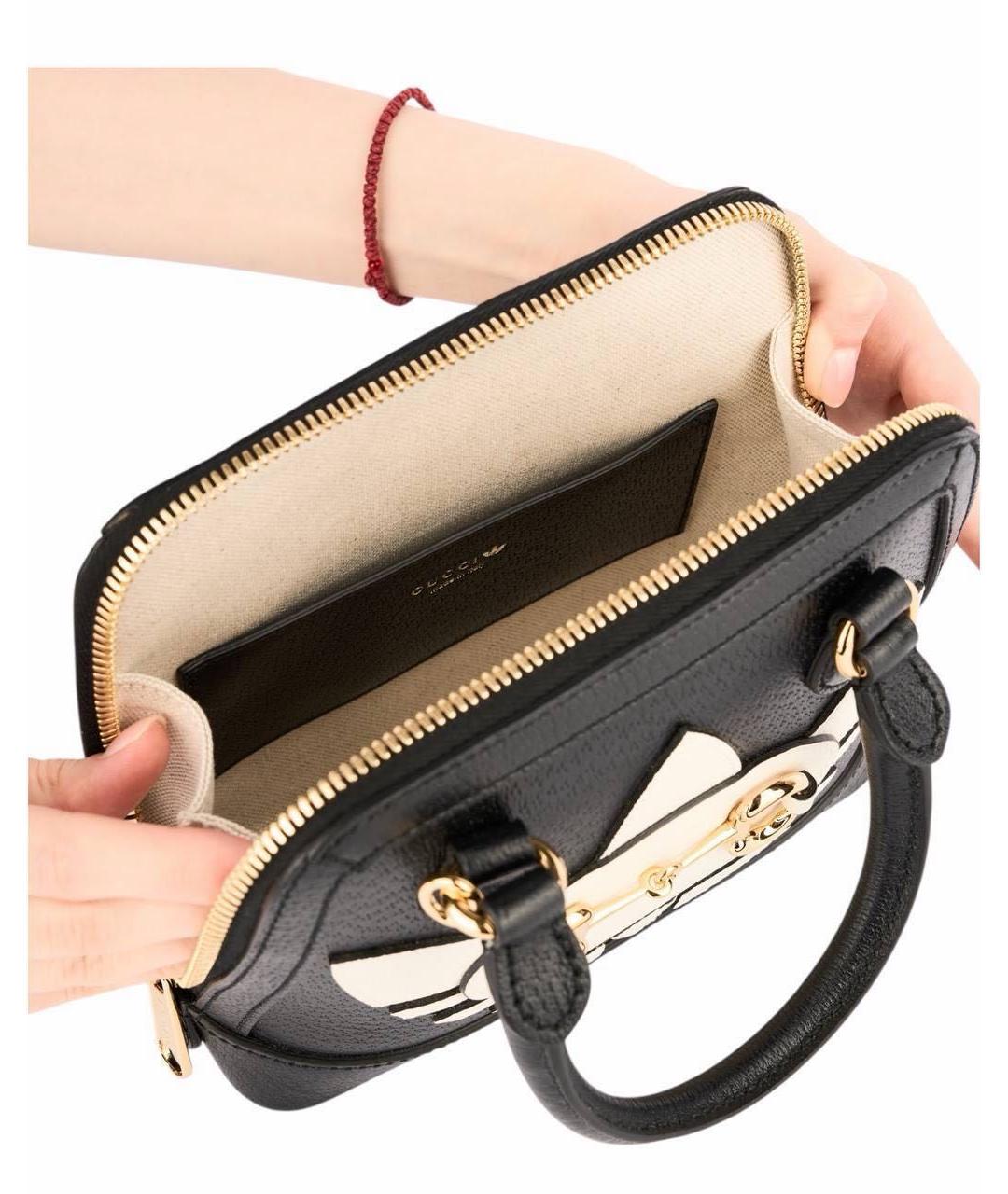 GUCCI Черная кожаная сумка с короткими ручками, фото 7