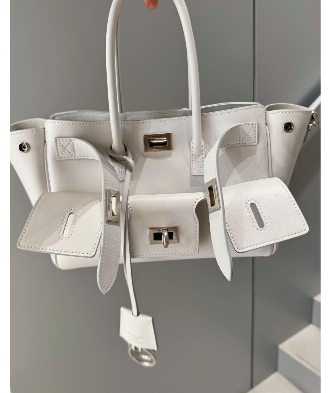 BALENCIAGA Белая кожаная сумка через плечо, фото 2