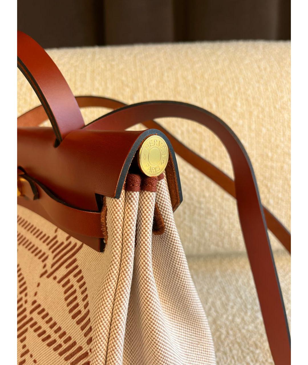HERMES Коричневая тканевая сумка через плечо, фото 7