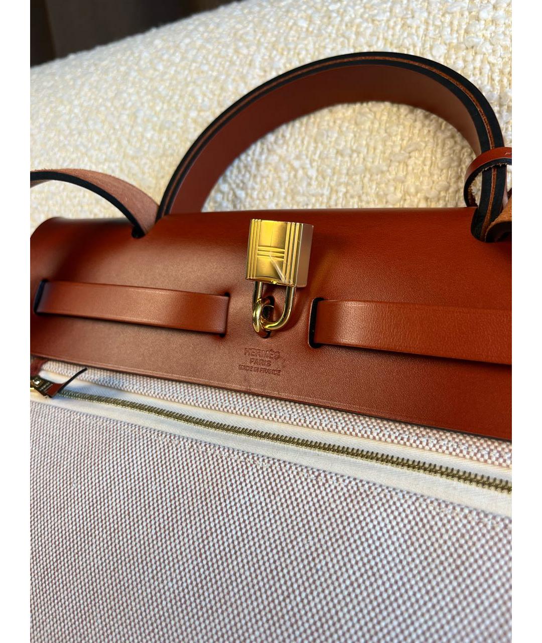 HERMES Коричневая тканевая сумка через плечо, фото 8