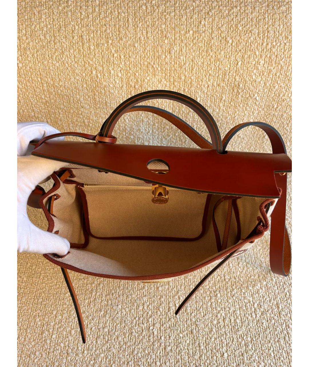 HERMES Коричневая тканевая сумка через плечо, фото 4
