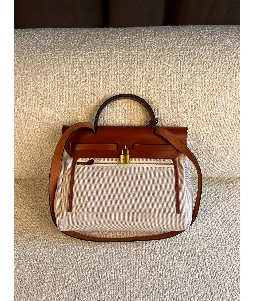 HERMES Коричневая тканевая сумка через плечо, фото 3