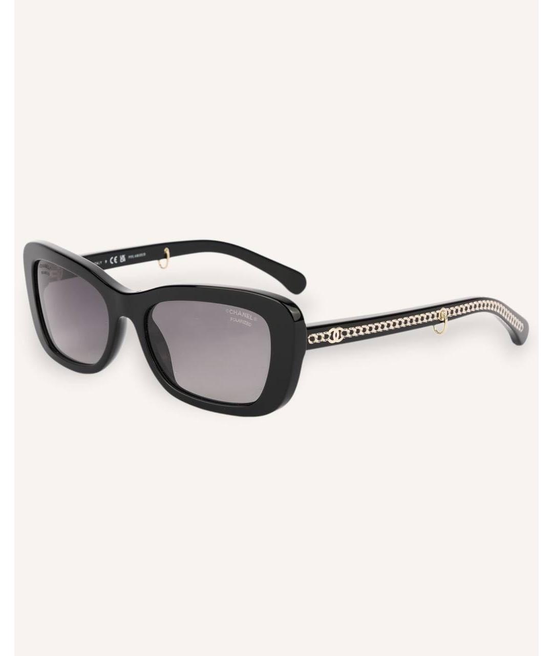 CHANEL Черные пластиковые солнцезащитные очки, фото 9