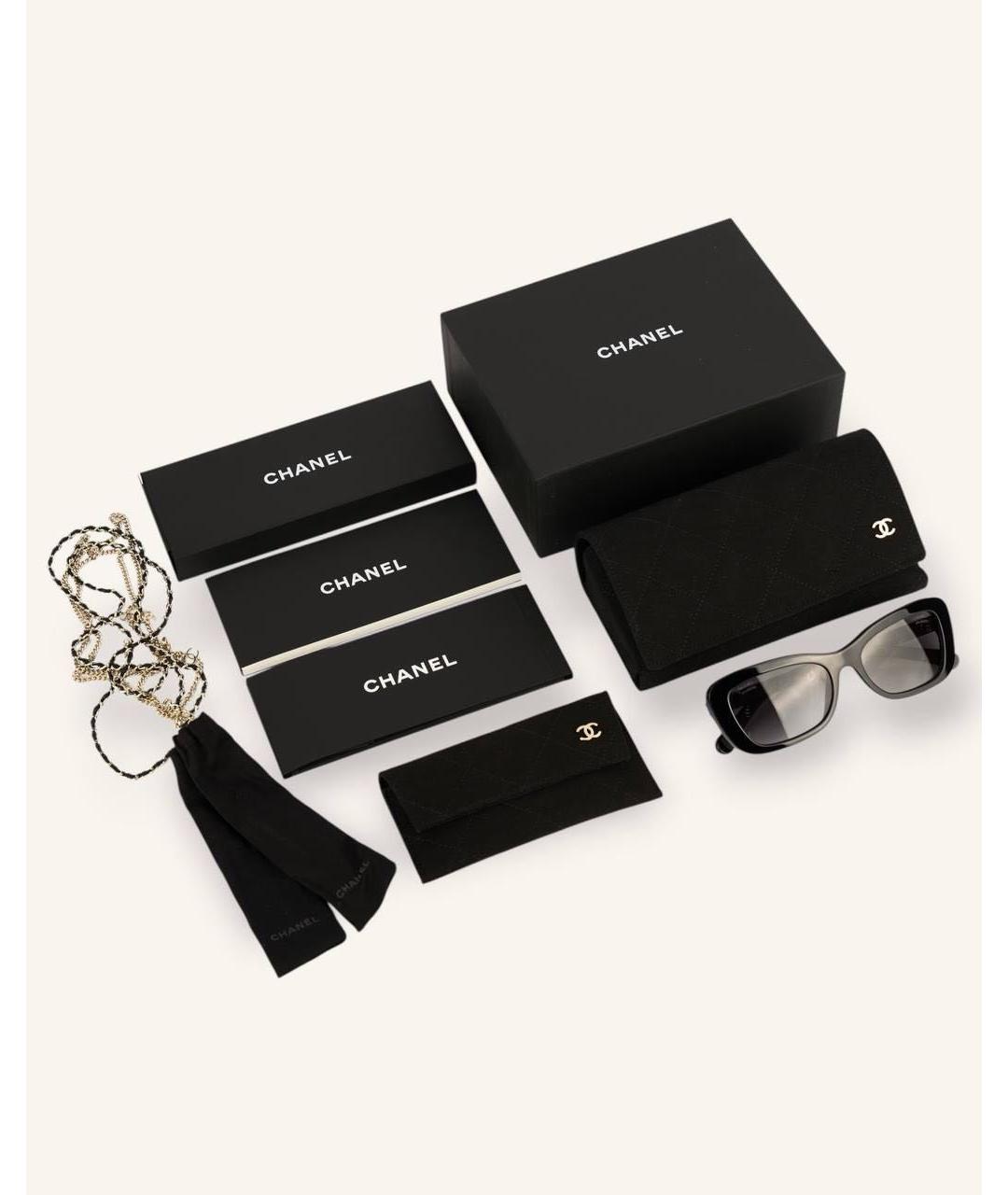 CHANEL Черные пластиковые солнцезащитные очки, фото 8