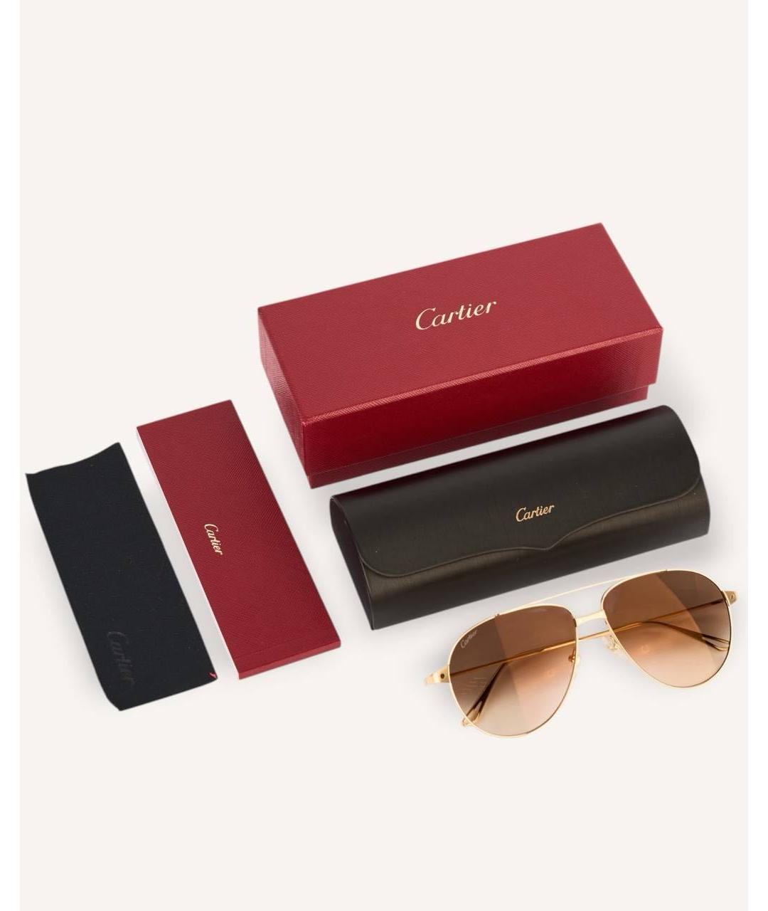 CARTIER Золотые металлические солнцезащитные очки, фото 6