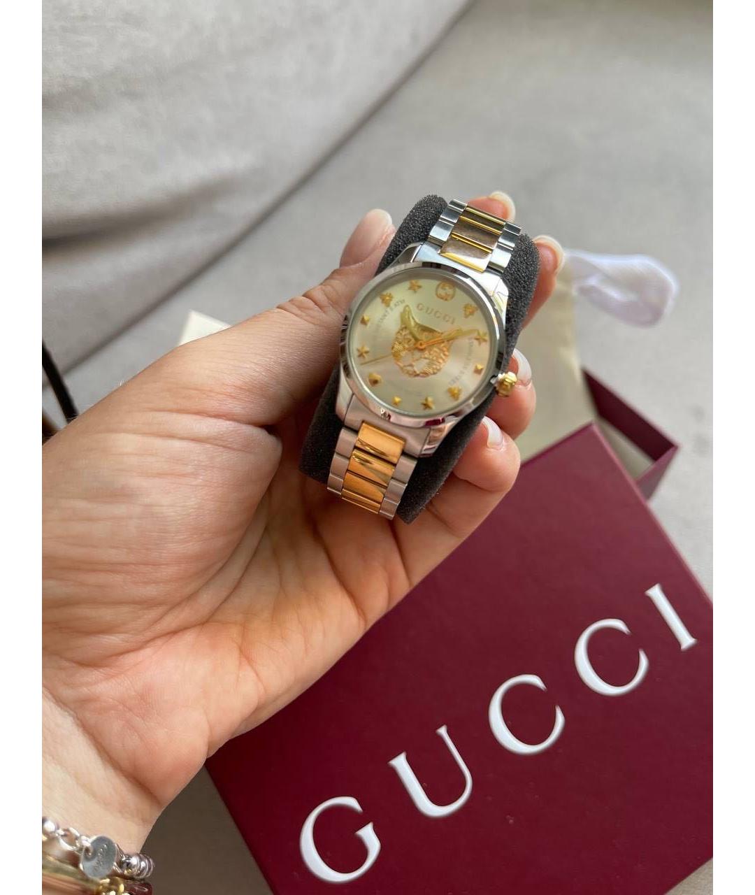 GUCCI Серебряные металлические часы, фото 3