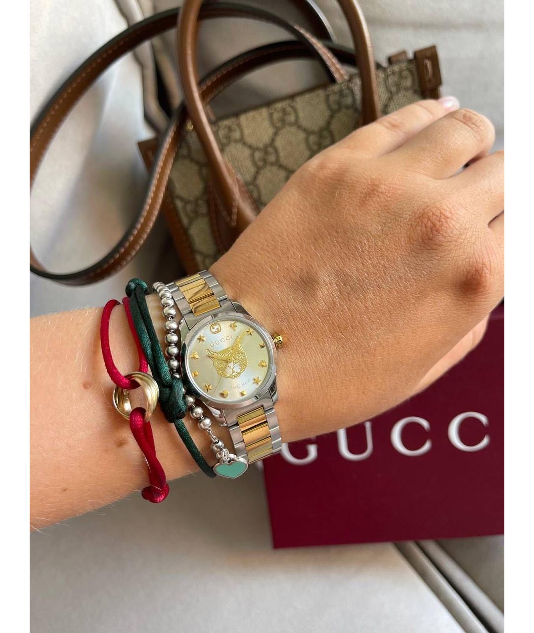 GUCCI Серебряные металлические часы, фото 2