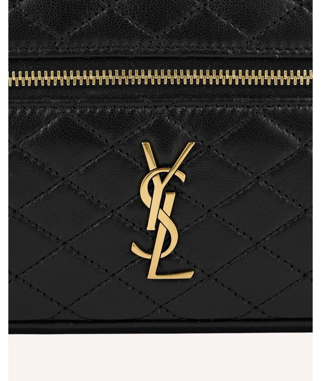 SAINT LAURENT Черная кожаная сумка через плечо, фото 4
