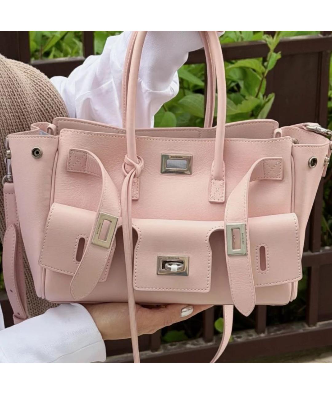 BALENCIAGA Розовая кожаная сумка с короткими ручками, фото 5