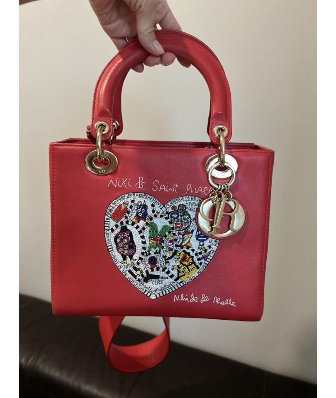 CHRISTIAN DIOR Красная кожаная сумка с короткими ручками, фото 7