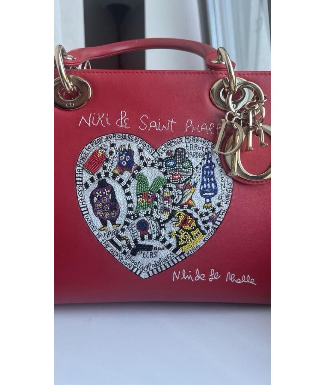 CHRISTIAN DIOR Красная кожаная сумка с короткими ручками, фото 6