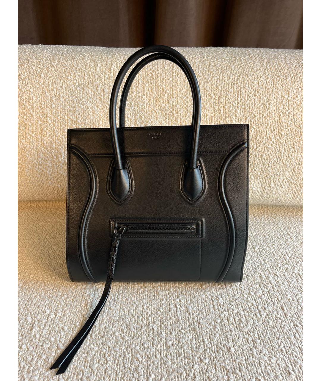 CELINE Черная кожаная сумка с короткими ручками, фото 8