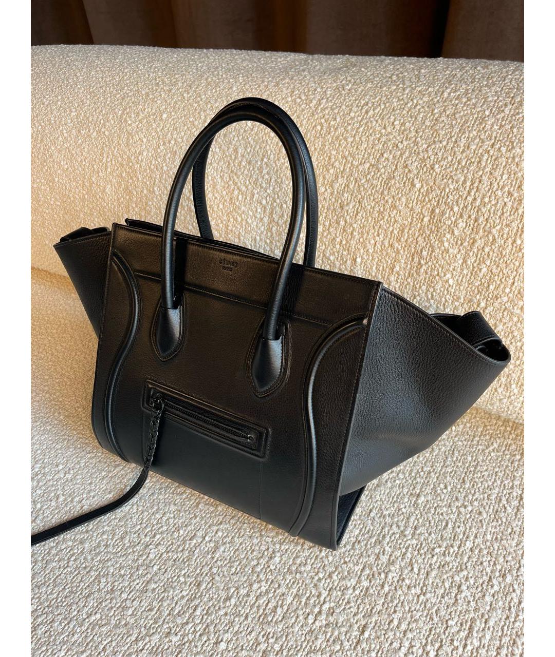 CELINE Черная кожаная сумка с короткими ручками, фото 5