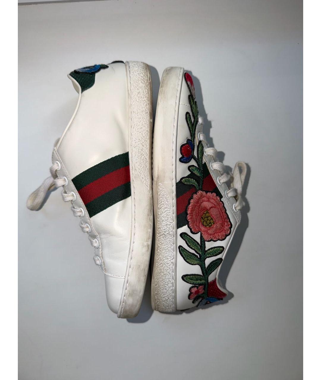 GUCCI Белые кожаные кеды, фото 5