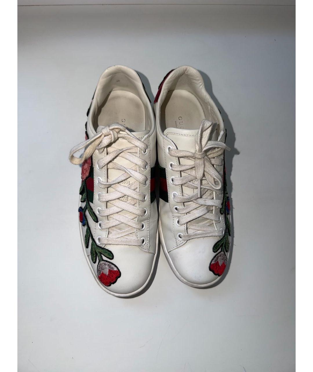 GUCCI Белые кожаные кеды, фото 2