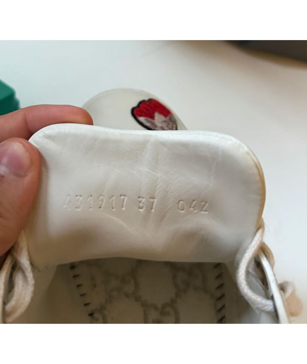 GUCCI Белые кожаные кеды, фото 8