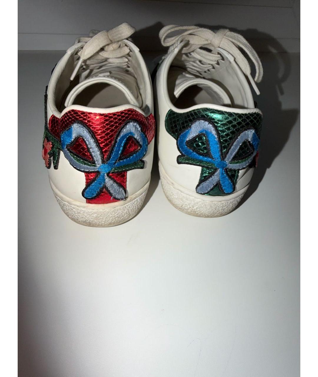 GUCCI Белые кожаные кеды, фото 4