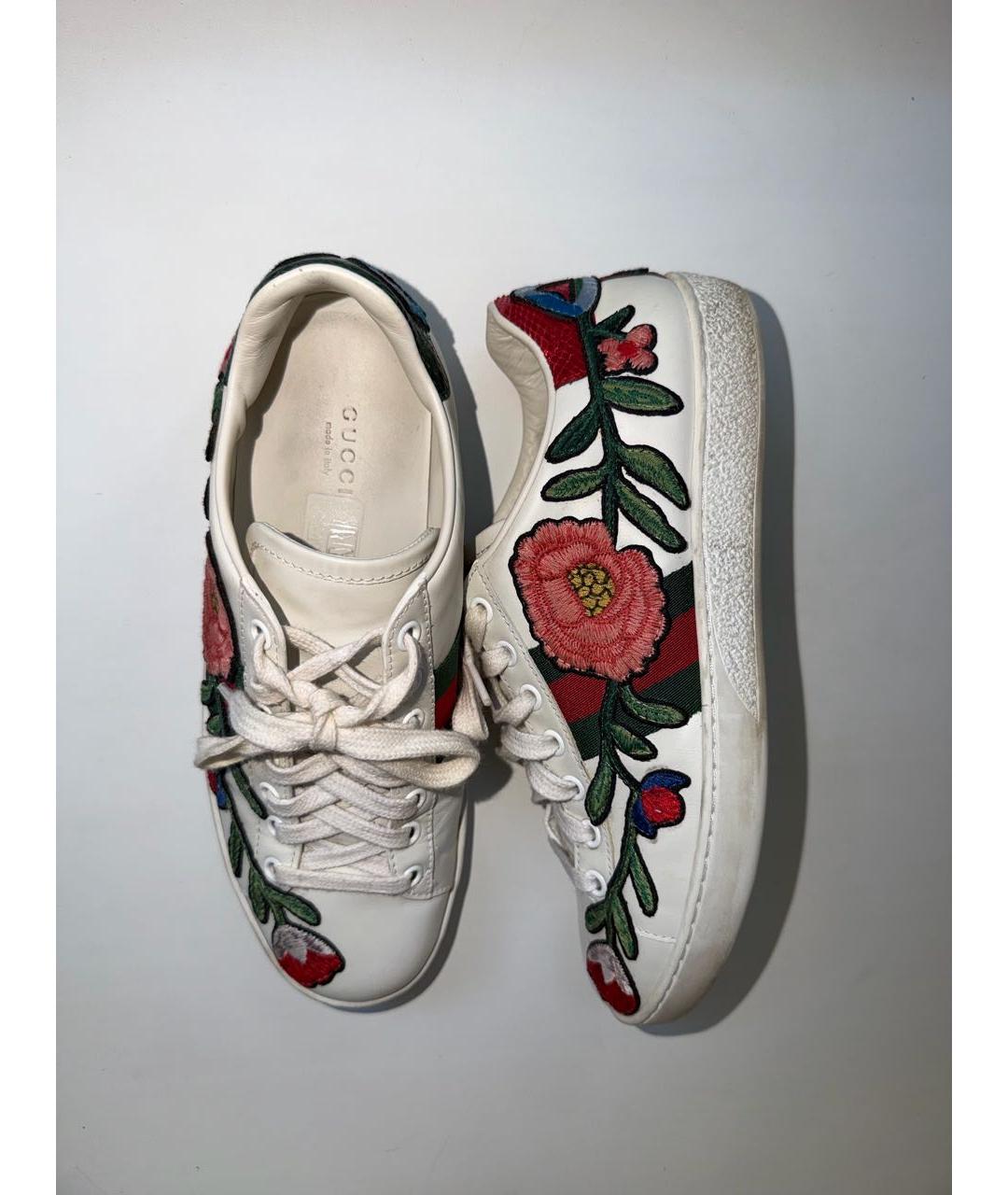 GUCCI Белые кожаные кеды, фото 9