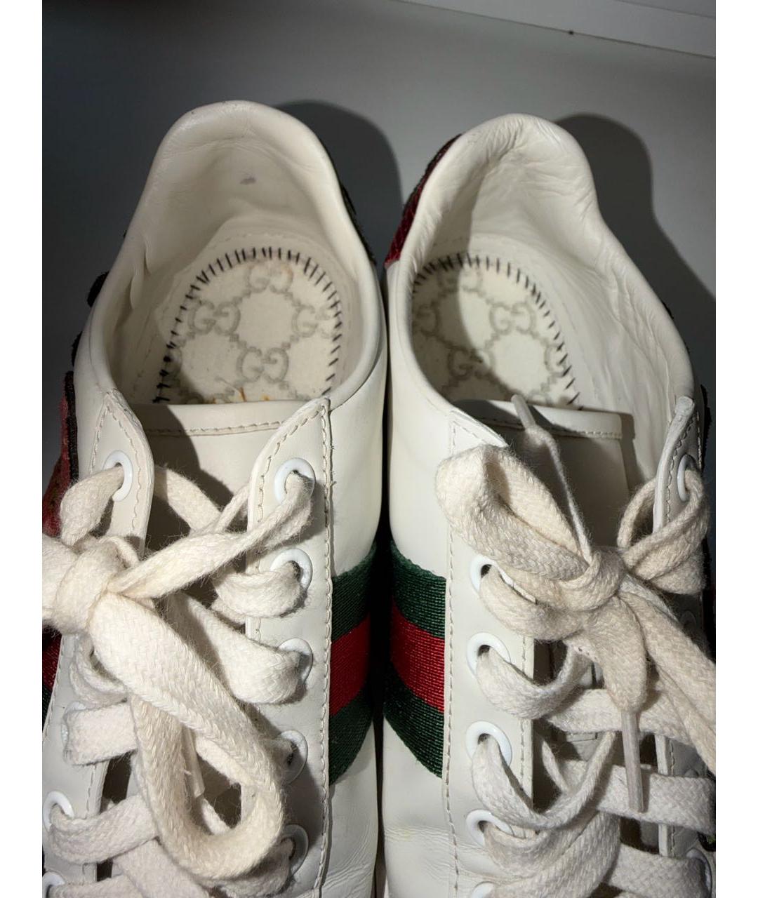 GUCCI Белые кожаные кеды, фото 7