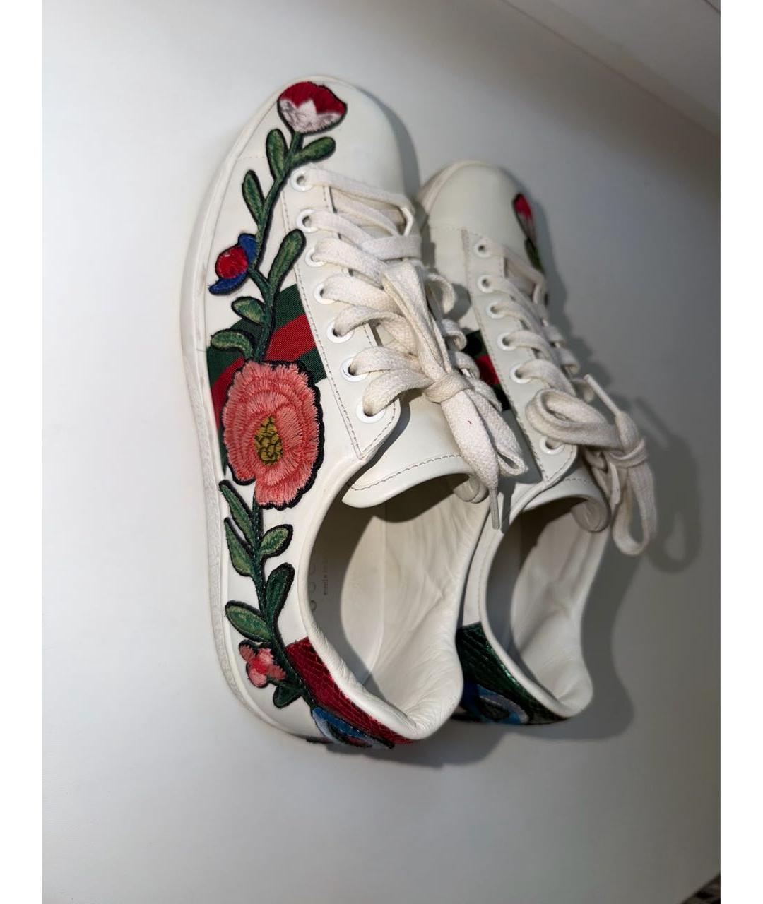 GUCCI Белые кожаные кеды, фото 3