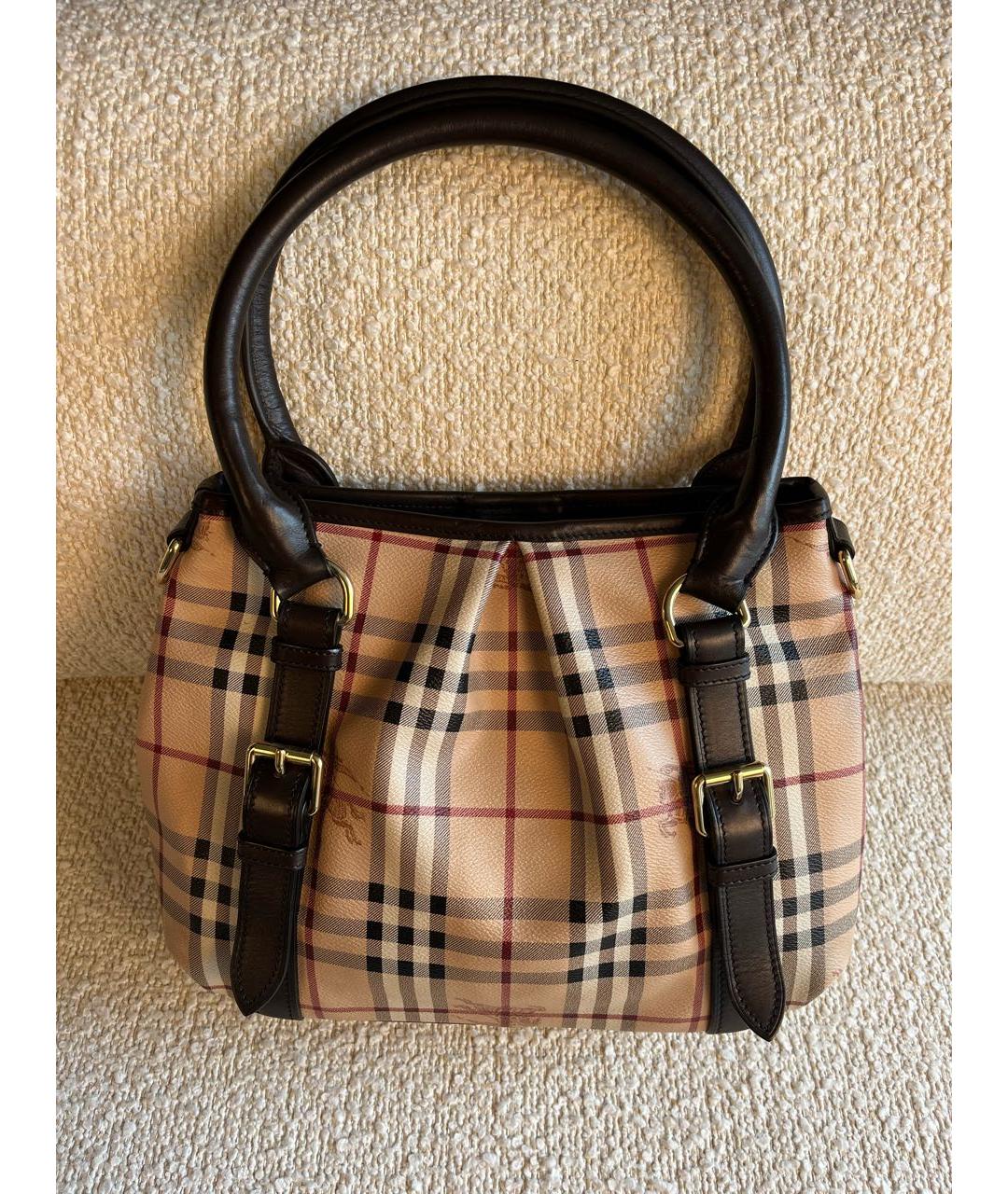 BURBERRY Коричневая кожаная сумка с короткими ручками, фото 3