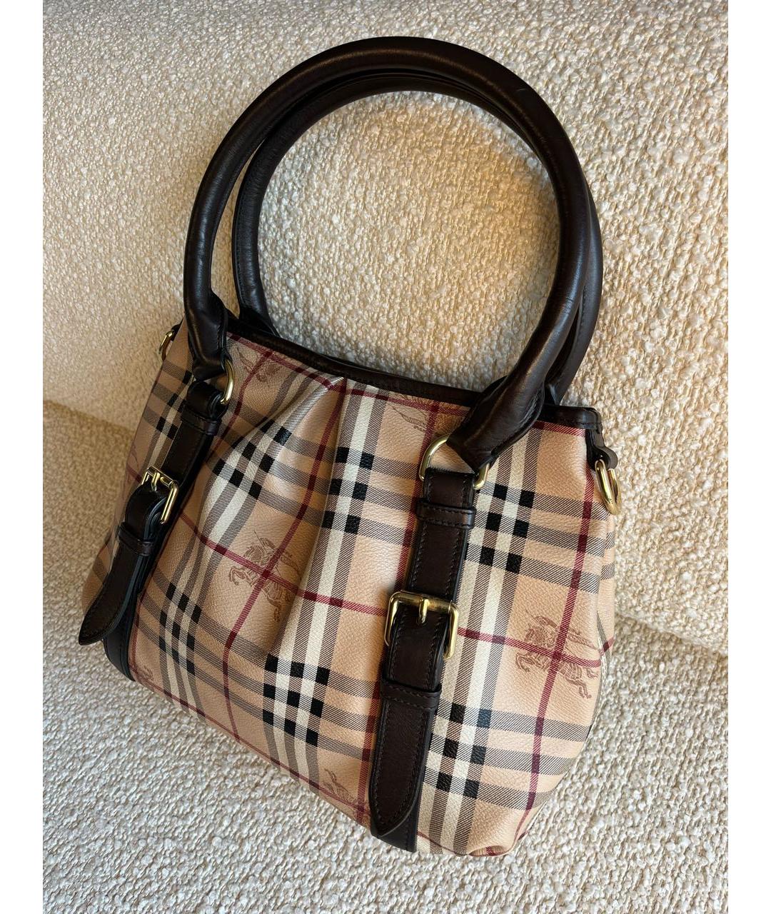 BURBERRY Коричневая кожаная сумка с короткими ручками, фото 6