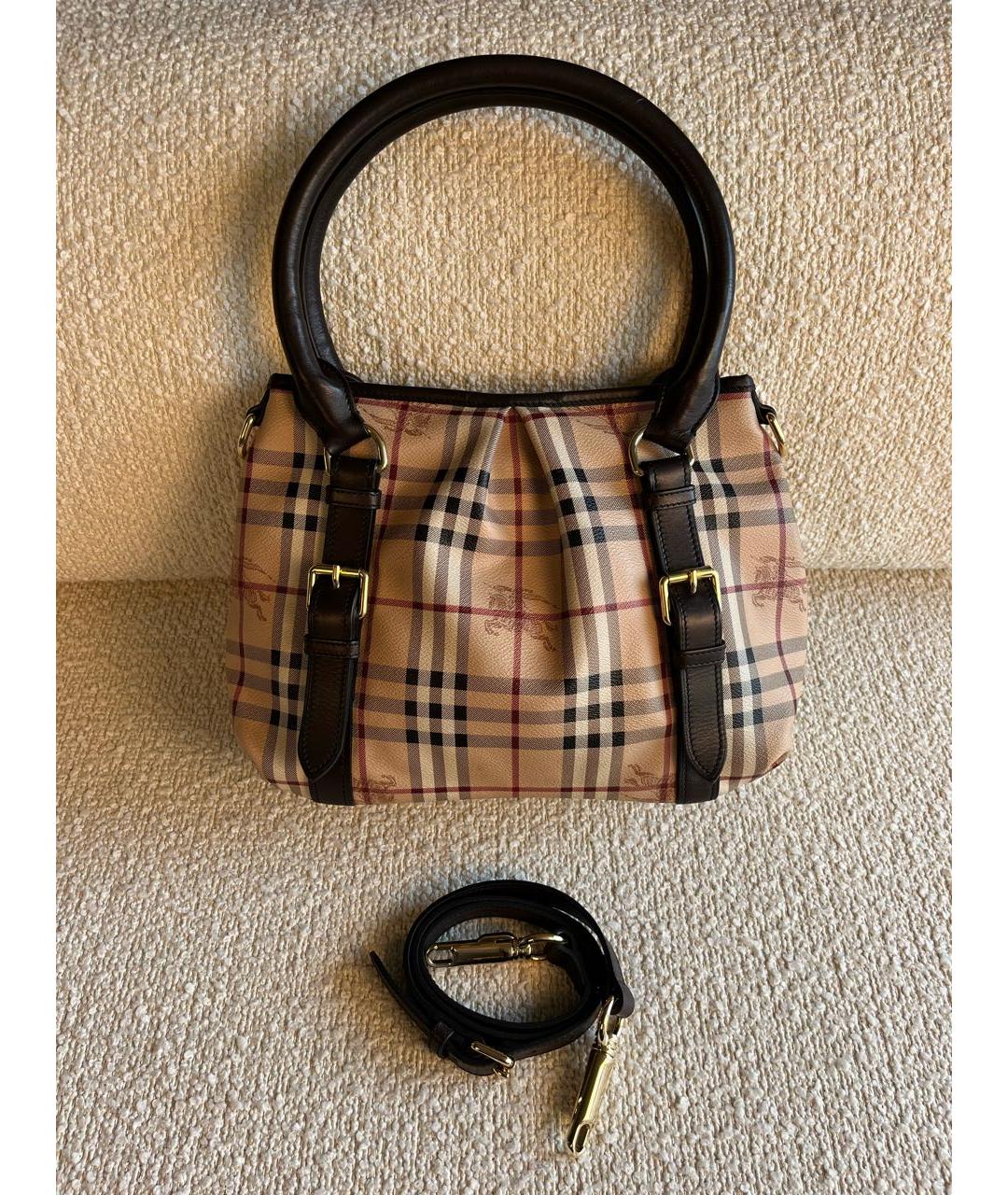 BURBERRY Коричневая кожаная сумка с короткими ручками, фото 5