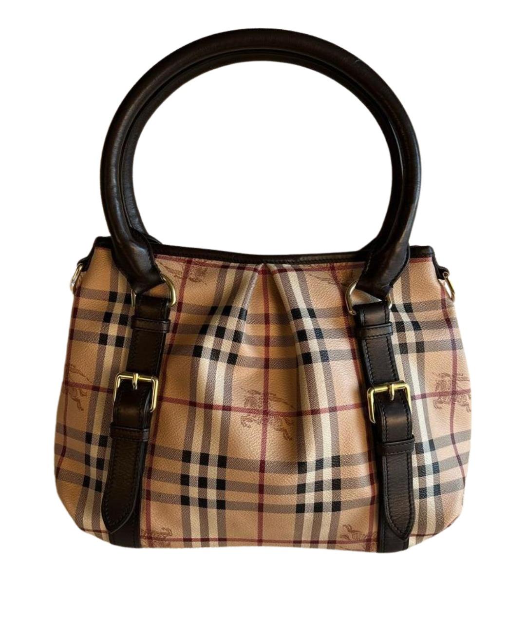 BURBERRY Коричневая кожаная сумка с короткими ручками, фото 10