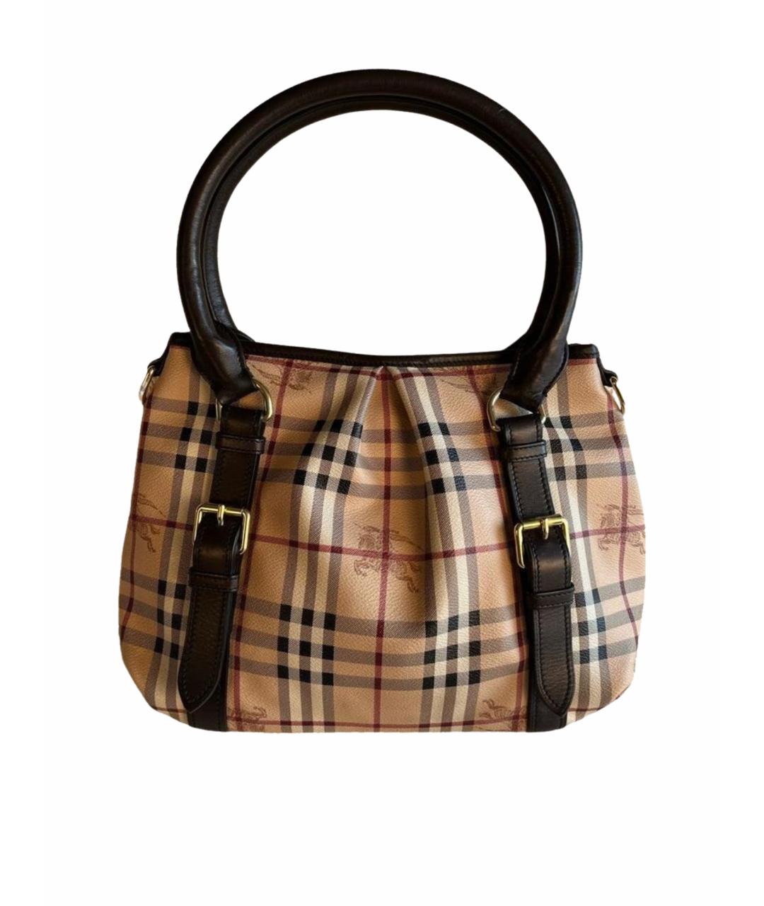 BURBERRY Коричневая кожаная сумка с короткими ручками, фото 1