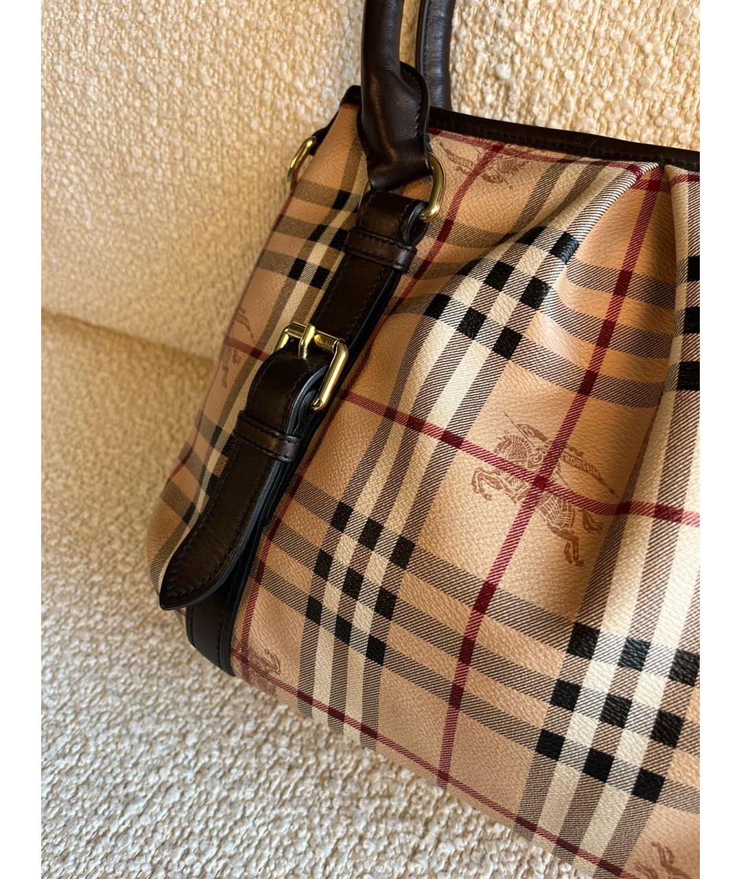 BURBERRY Коричневая кожаная сумка с короткими ручками, фото 8