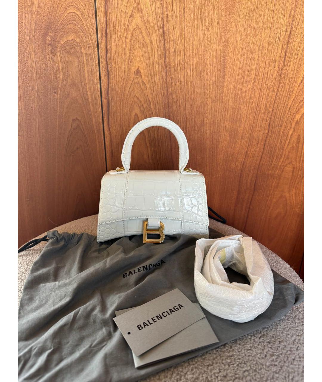 BALENCIAGA Белая кожаная сумка через плечо, фото 2