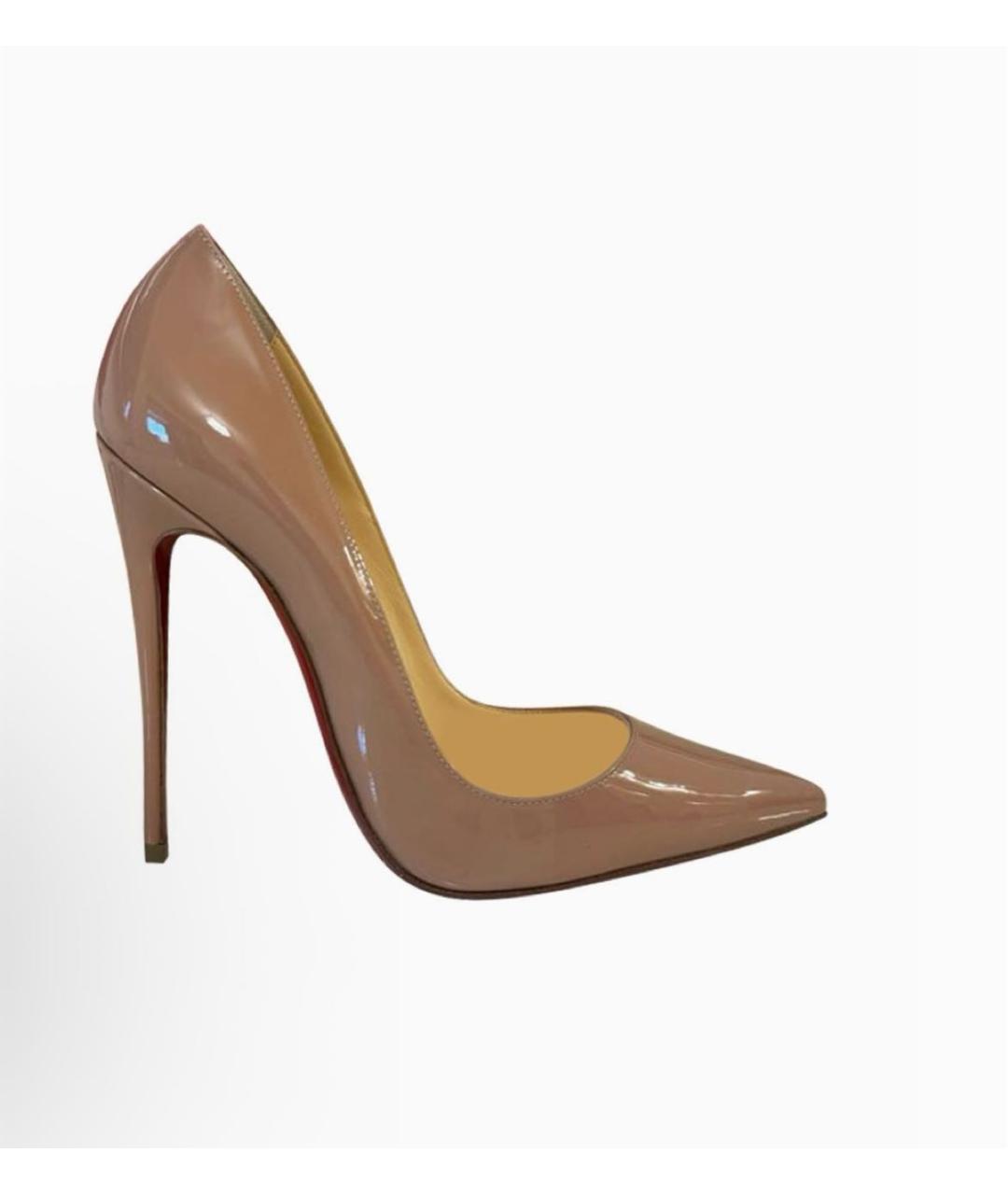 CHRISTIAN LOUBOUTIN Бежевые туфли из лакированной кожи, фото 8